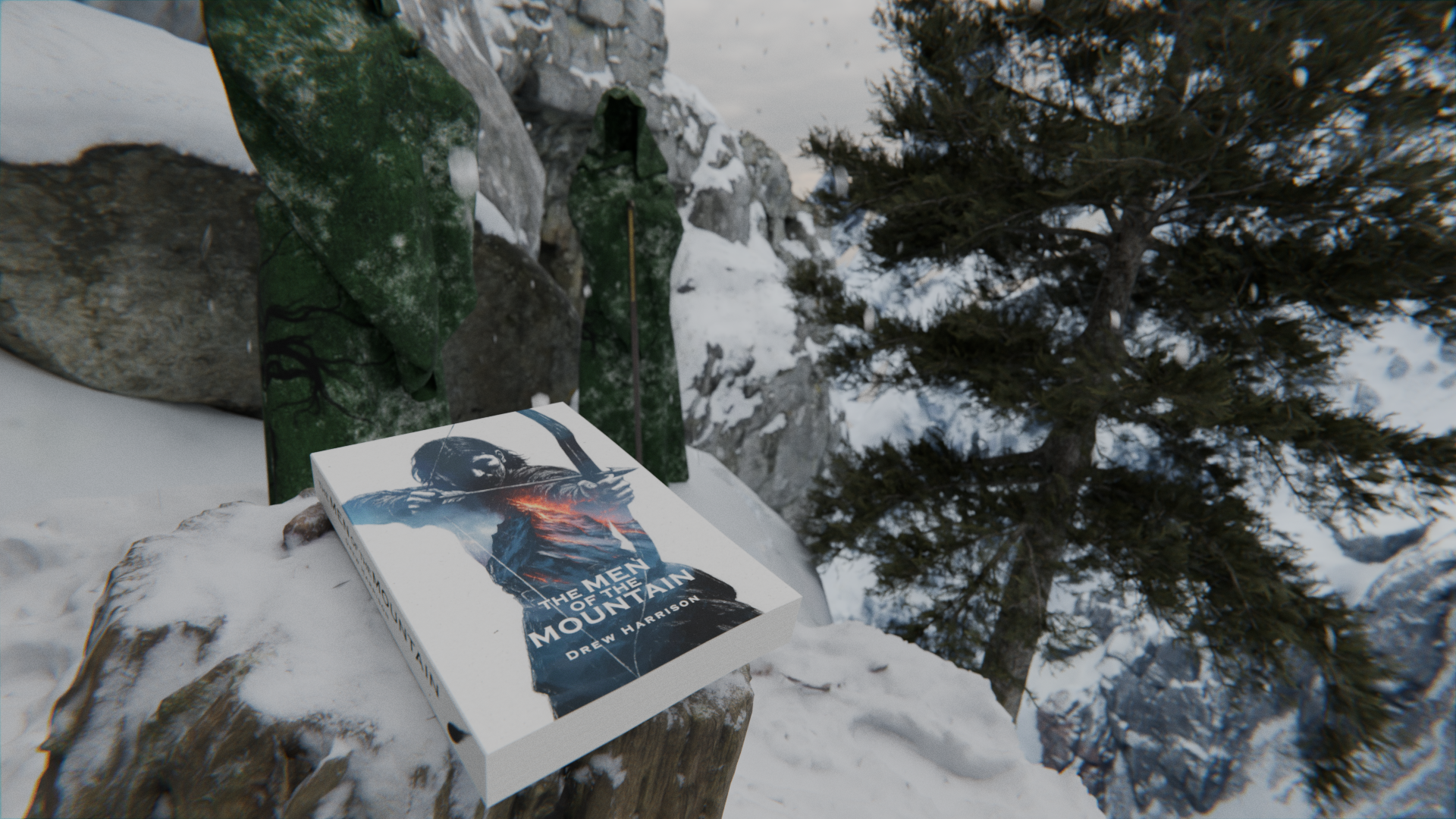 A lone traveler facing a vast mountain landscape from The Men of the Mountain