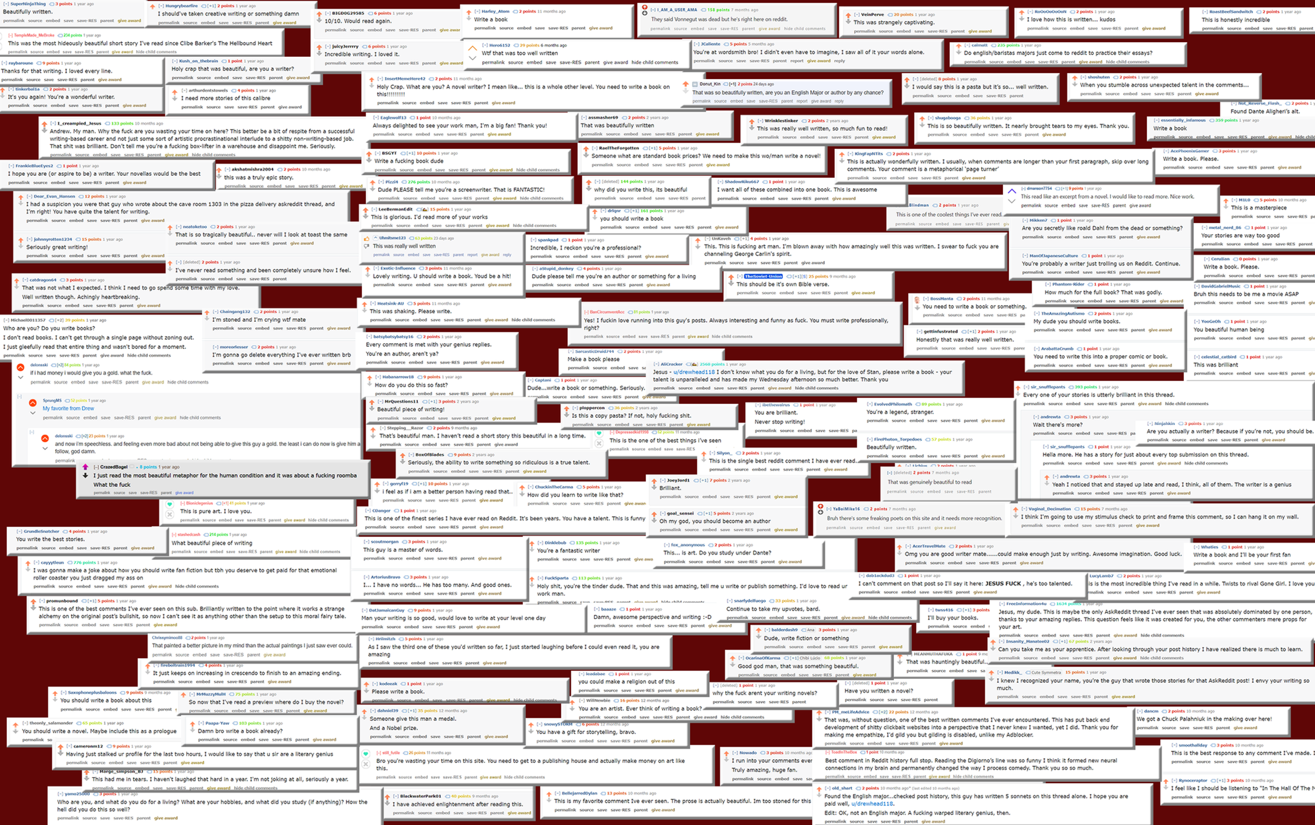 A collage of encouraging comments from readers